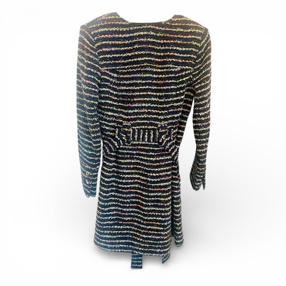 Cabi Womans Navy Headline Topper Multi Stripe Flower Accent Tweed Coat Size 8 - Picture 2 of 8